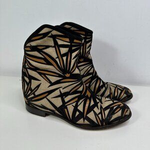 JIMMY CHOO Mina Nude Black Women's Size 37 7 Flat Ankle Boots